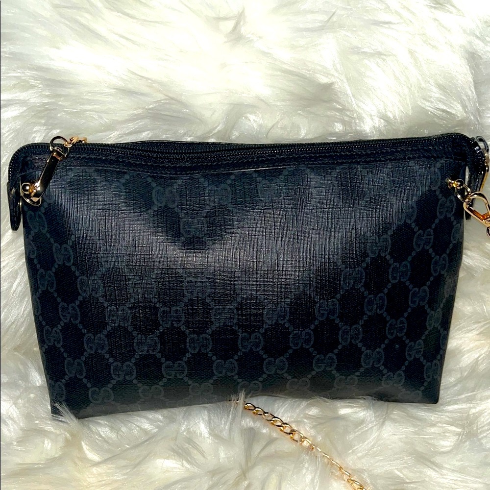Vintage Gucci Black GG Supreme Monogram Clutch Crossbody Chain Bag - Picture 6 of 12